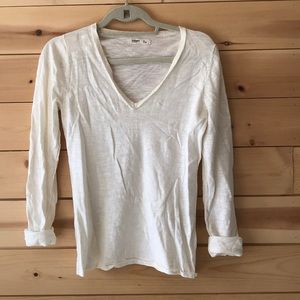 White V-neck sweater